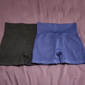 Women's High-Waisted Shorts - Black and Blue Bundle
